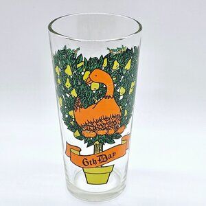 6th Day Drinking Glass from 12 Days of Christmas Set 5.5" TS &T Indiana Glass